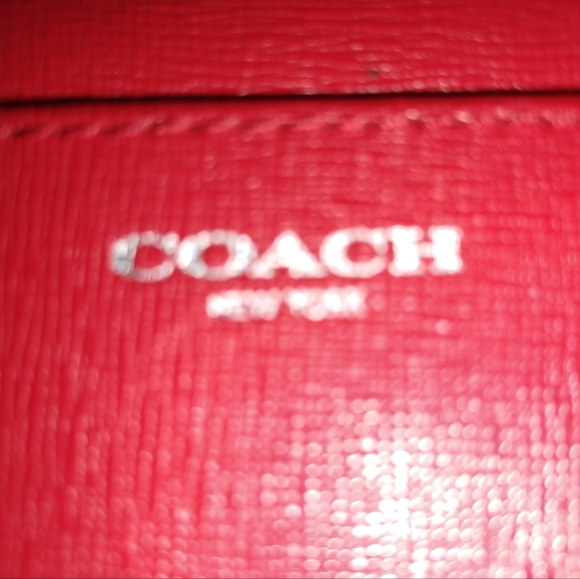 Red Leather Coach Small Wristlet - Picture 6 of 8